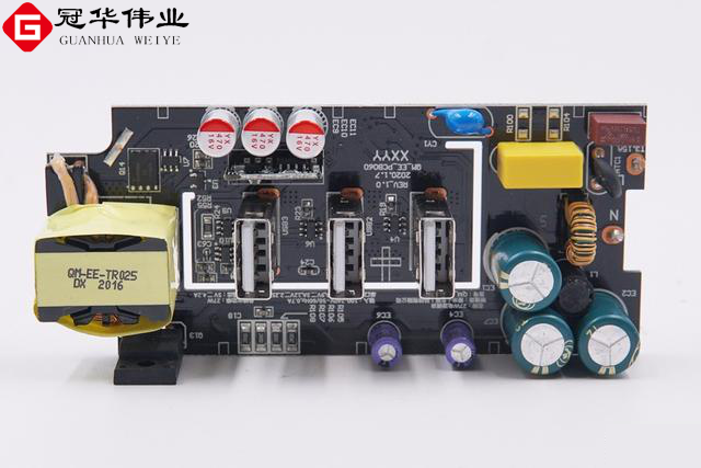 米家三USB-A口快充延長線插座電路板